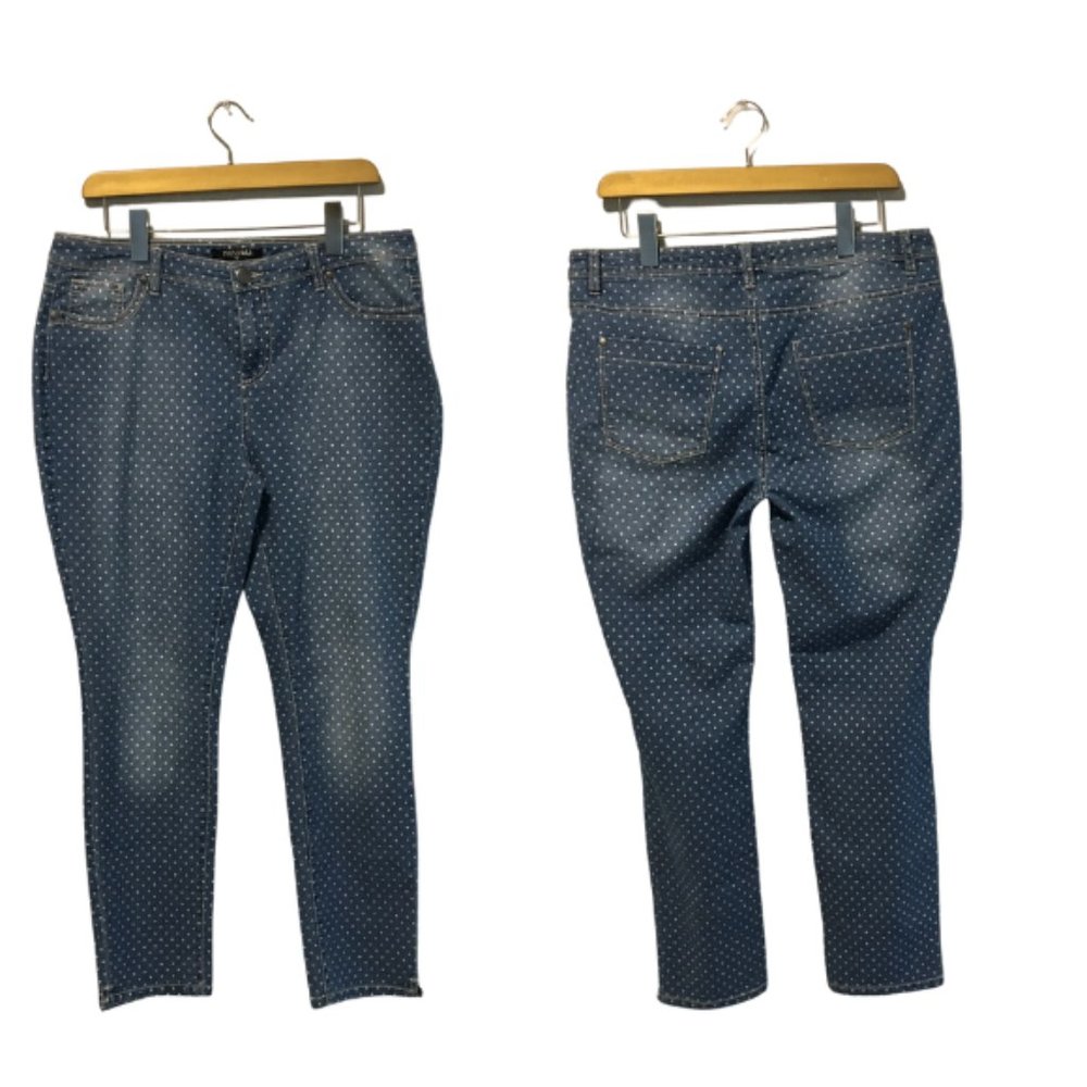 Roz Ali Women Polka Dot Blue Jeans Size 12